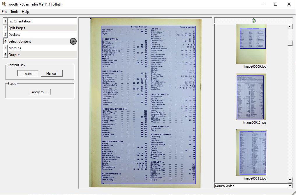 Scan Tailor auto-detecting the content