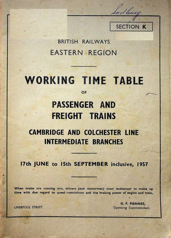 Employee BR Eastern - Passenger & Freight Section K 1957-06