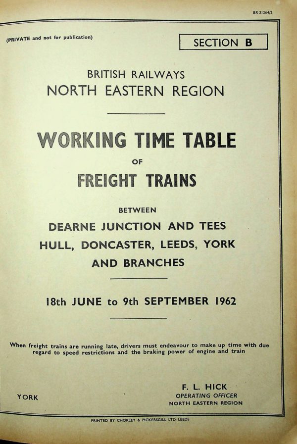 Employee BR North Eastern - Freight Section B 1962-06
