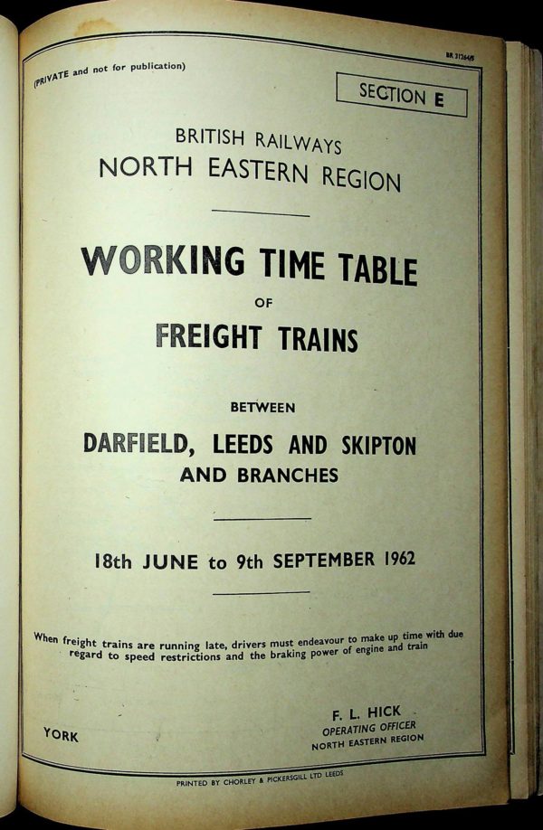 Employee BR North Eastern - Freight Section E 1962-06