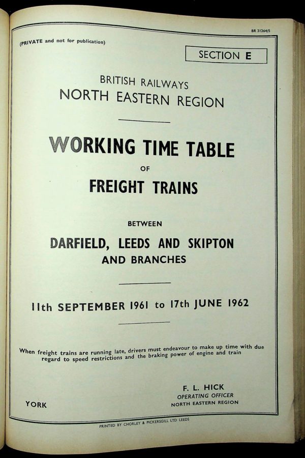 Employee BR North Eastern - Freight Section E 1961-09