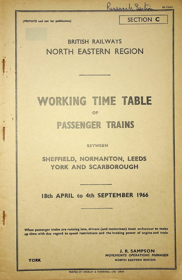 Employee BR North Eastern - Passenger Section C 1966-04