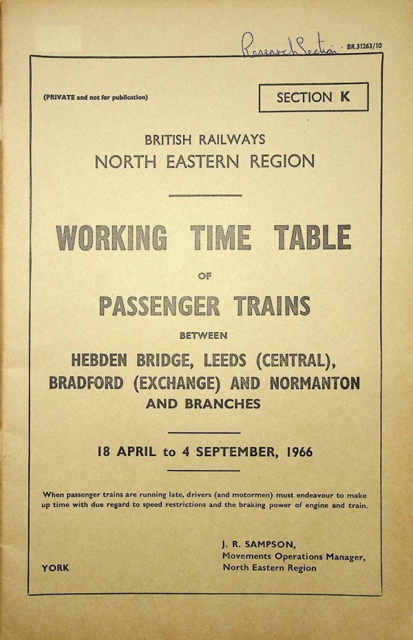 Employee BR North Eastern - Passenger Section K 1966-04