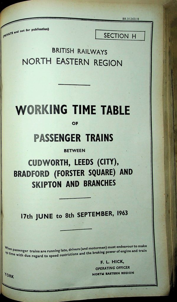 Employee BR North Eastern - Passenger Section H 1963-06