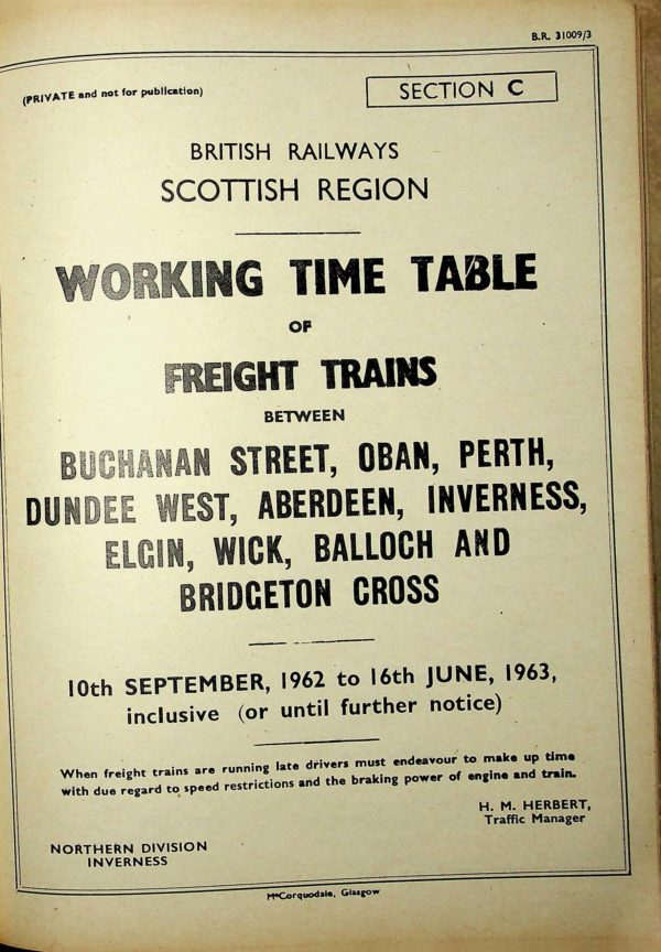 Employee BR Scottish Freight Section C 1963-09