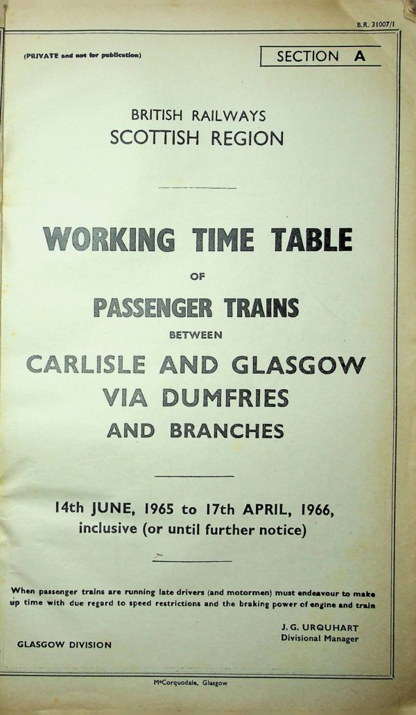 Employee BR Scottish Passenger Section A 1965-06