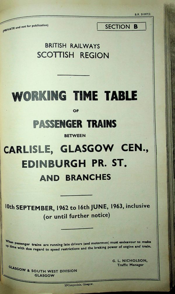 Employee BR Scottish Passenger Section B 1962-09