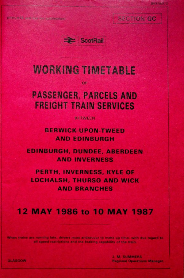 Employee BR Scottish Passenger Section GC 1986-05