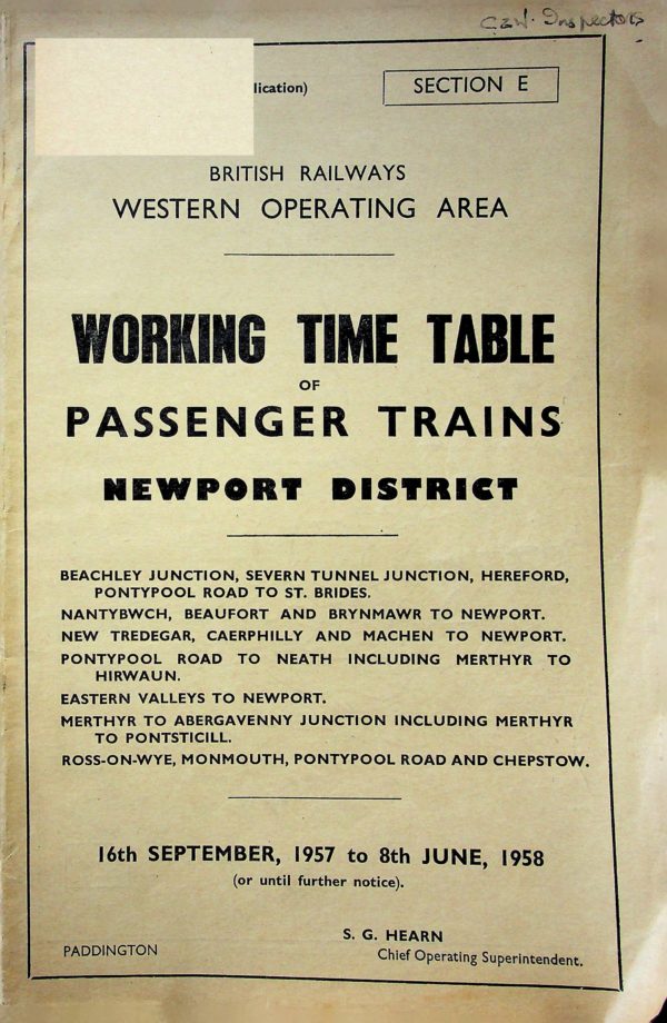 Employee BR Western Region - Passenger Section E 1957-09