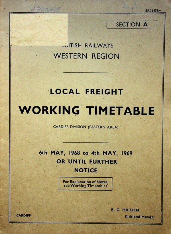 Employee BR WR Trip Freight Cardiff Section A Section  1968-05