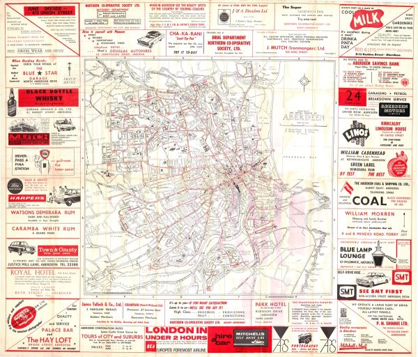 Aberdeen Corporation Transport Time table, fare table, street directory, route map 1964 [Great Britain]