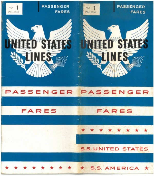 SS United States Fares & Schedules 1956-01