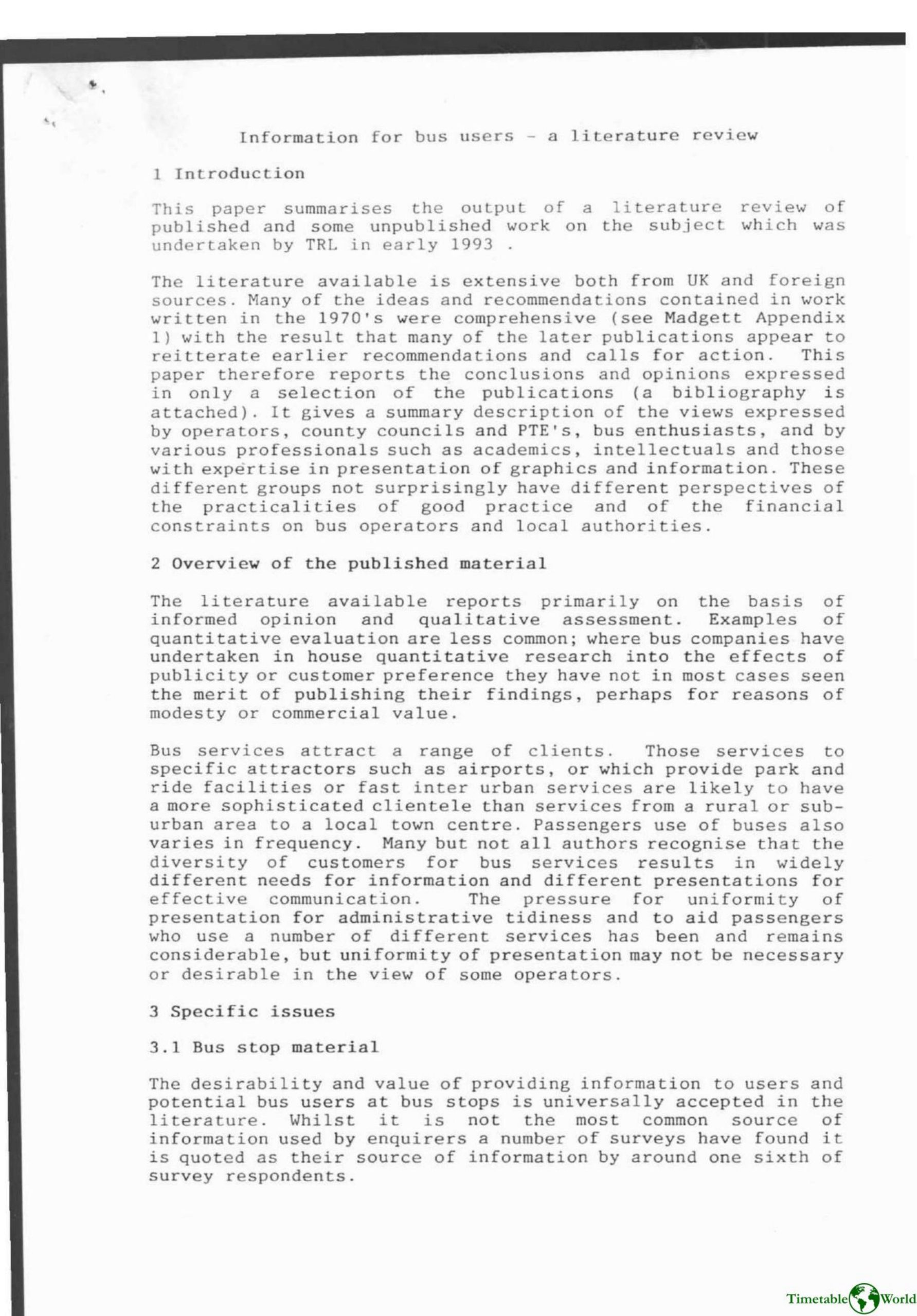 Balcombe and Vance - INFORMATION FOR BUS PASSENGERS 1996