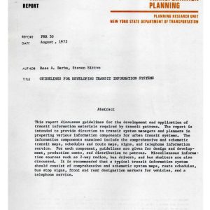 Barba and Ritvo - GUIDELINES FOR DEVELOPING TRANSIT INFORMATION SYSTEMS 1972