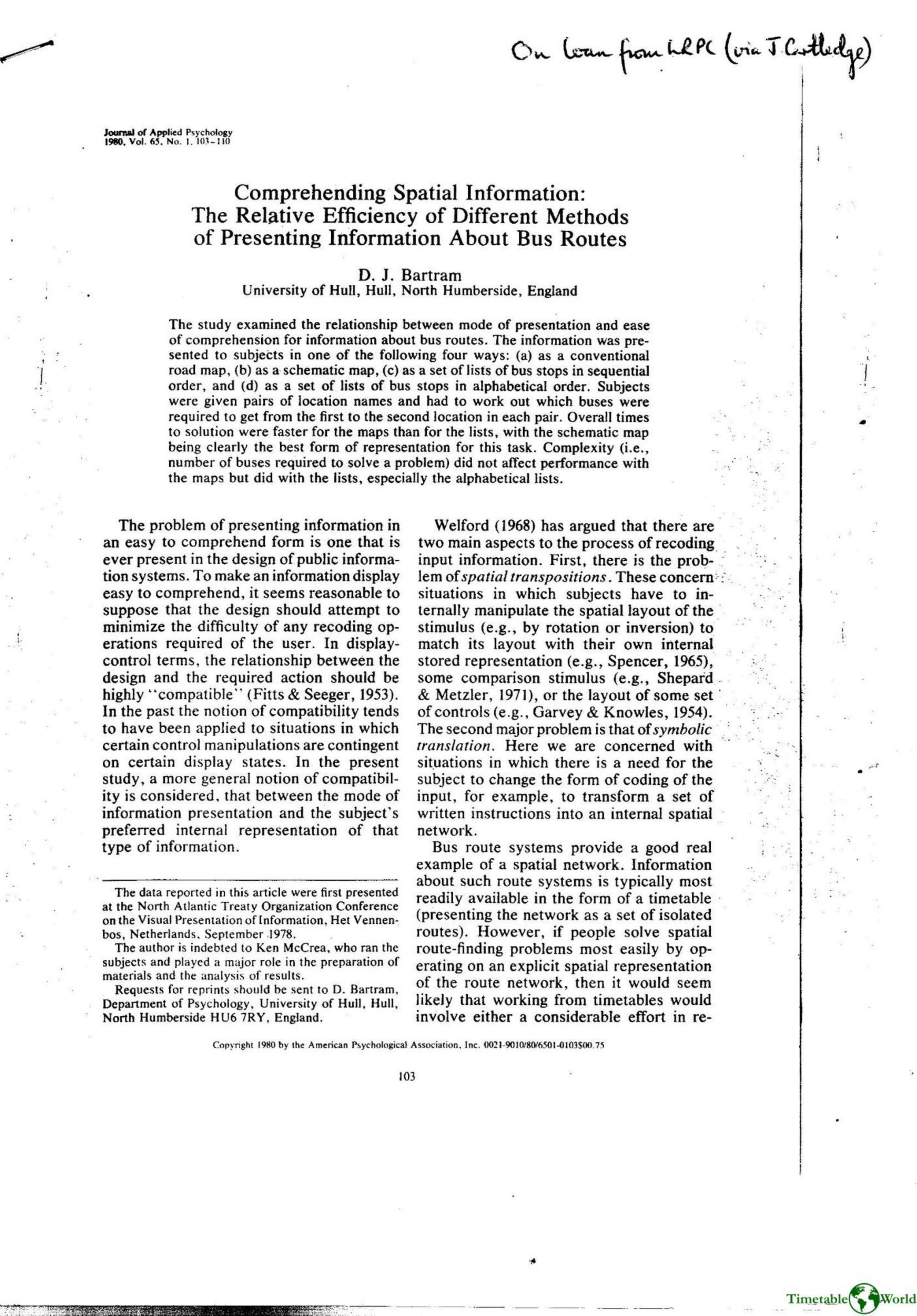 Bartram - COMPREHENDING SPATIAL INFORMATION 1980