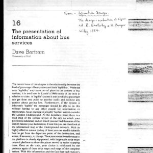 Bartram - THE PRESENTATION OF INFORMATION ABOUT BUS SERVICES 1984