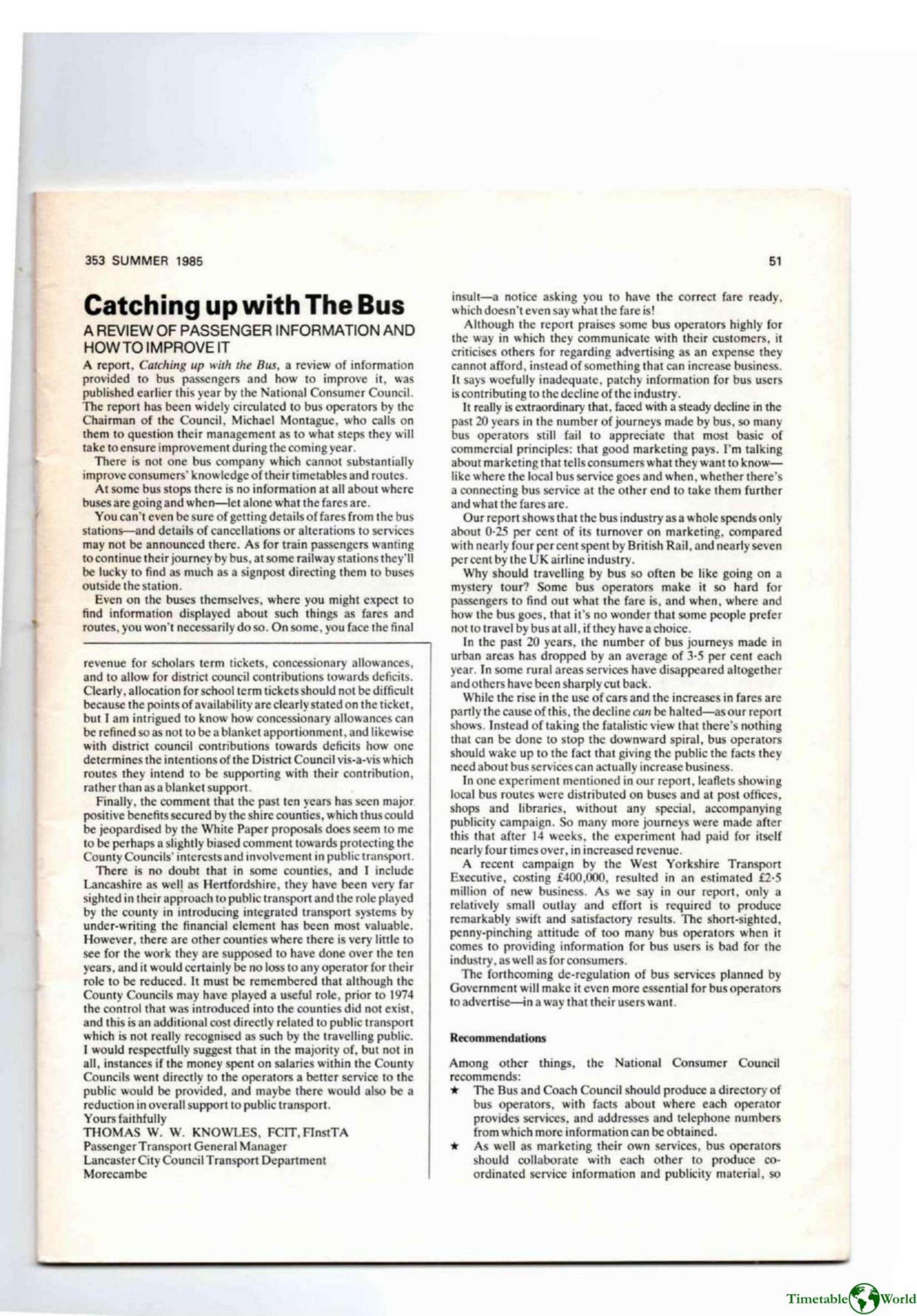 Bates A - CATCHING UP WITH THE BUS 1995