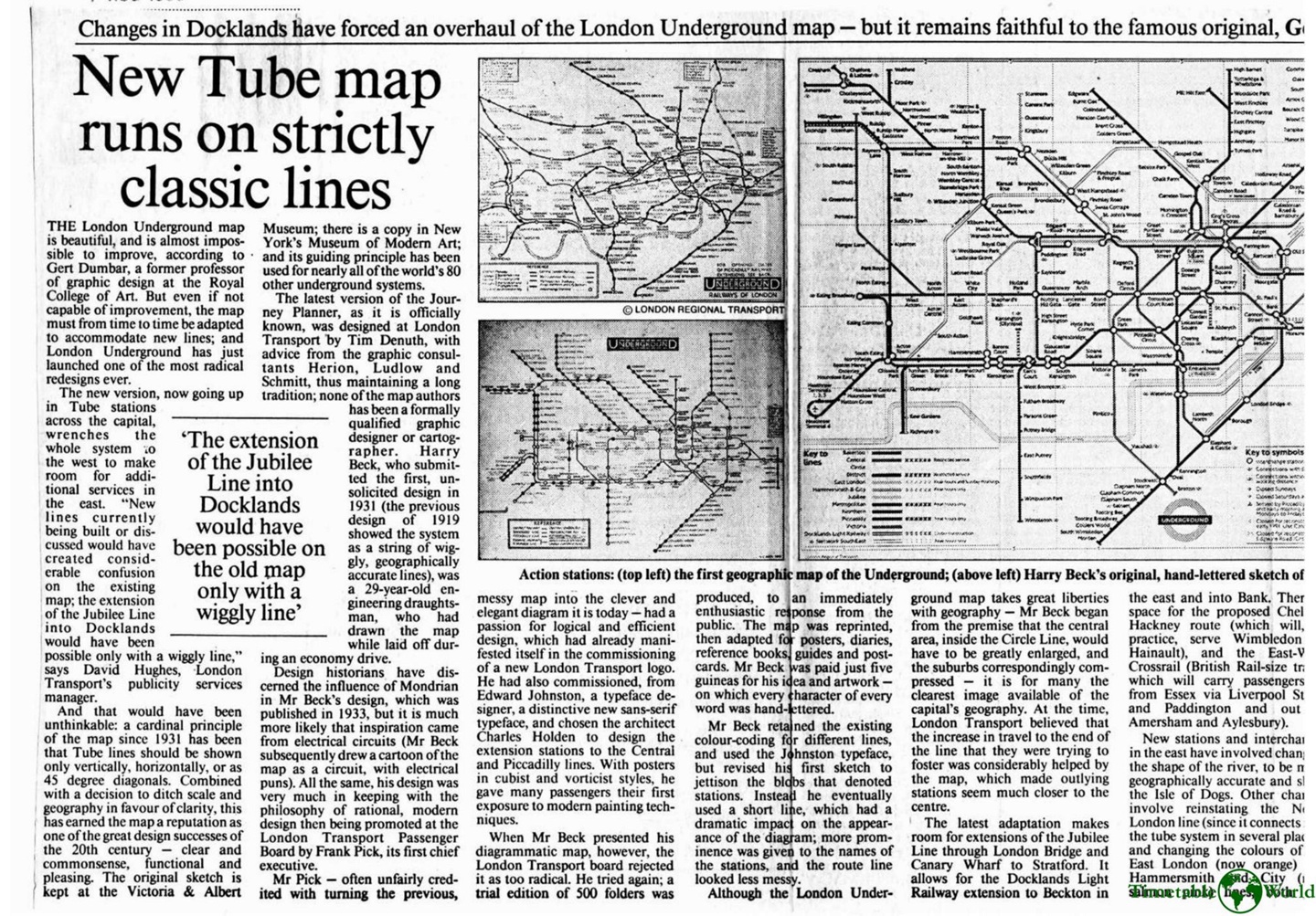 Bedell - NEW TUBE MAP RUNS ON STRICTLY CLASSIC LINES 1990