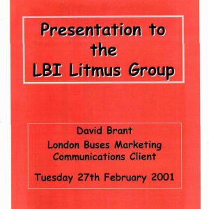 Brant - PRESENTATION TO THE LBI LITMUS GROUP 2001