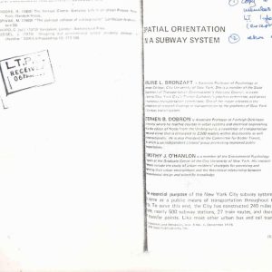 Bronzaft, Dobrow and OHanlon - SPATIAL ORIENTATION IN A SUBWAY SYSTEM 1976