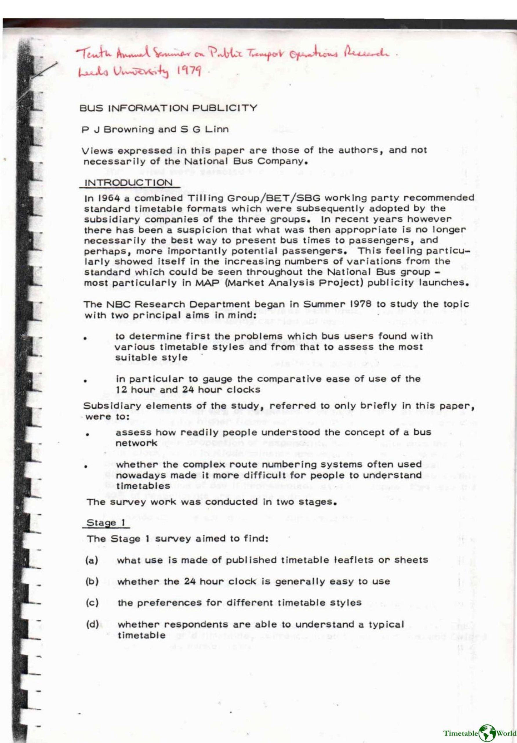 Browning and Linn - BUS INFORMATION PUBLICITY 1979