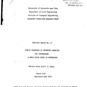 Bruce and Ennor - PUBLIC AWARENESS OF TRANSPORT AGENCIES AND INFORMATION 1976