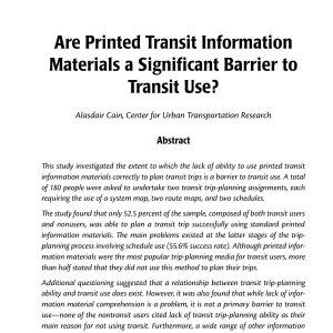Cain - ARE PRINTED TRANSIT INFORMATION MATERIALS A SIGNIFICANT BARRIER TO TRANSIT USE 2007