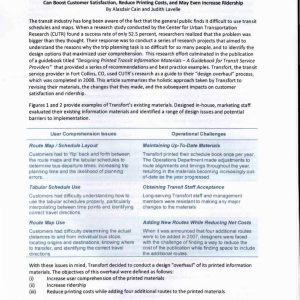 Cain and Lovell - NEW STUDY FINDS THAT IMPROVEMENTS IN TRANSIT SCHEDULE AND MAP DESIGN CAN BOOST CUSTOMER SATISFACTION, REDUCE PRINTING COSTS, AND MAY EVEN INCREASE RIDERSHIP 2008