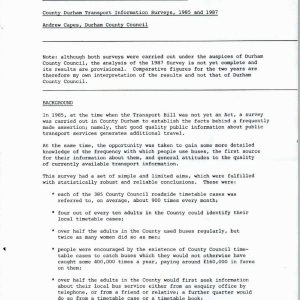 Capes - COUNTY DURHAM TRANSPORT INFORMATION SURVEYS 1985 AND 1987 1991