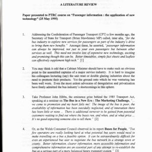 Cartledge - THE INFORMATION REQUIREMENTS OF BUS PASSENGERS 1995