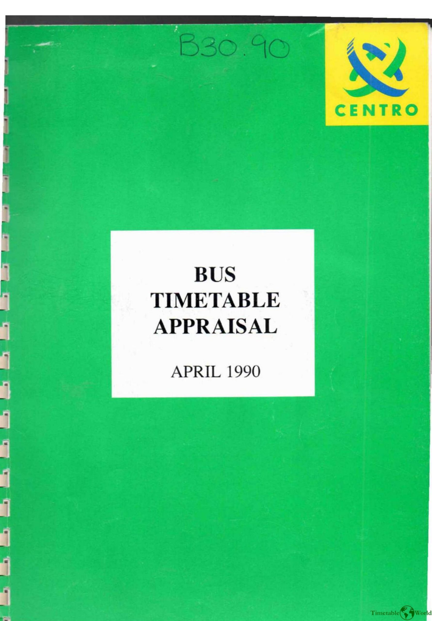 Centro - BUS TIMETABLE APPRAISAL 1990
