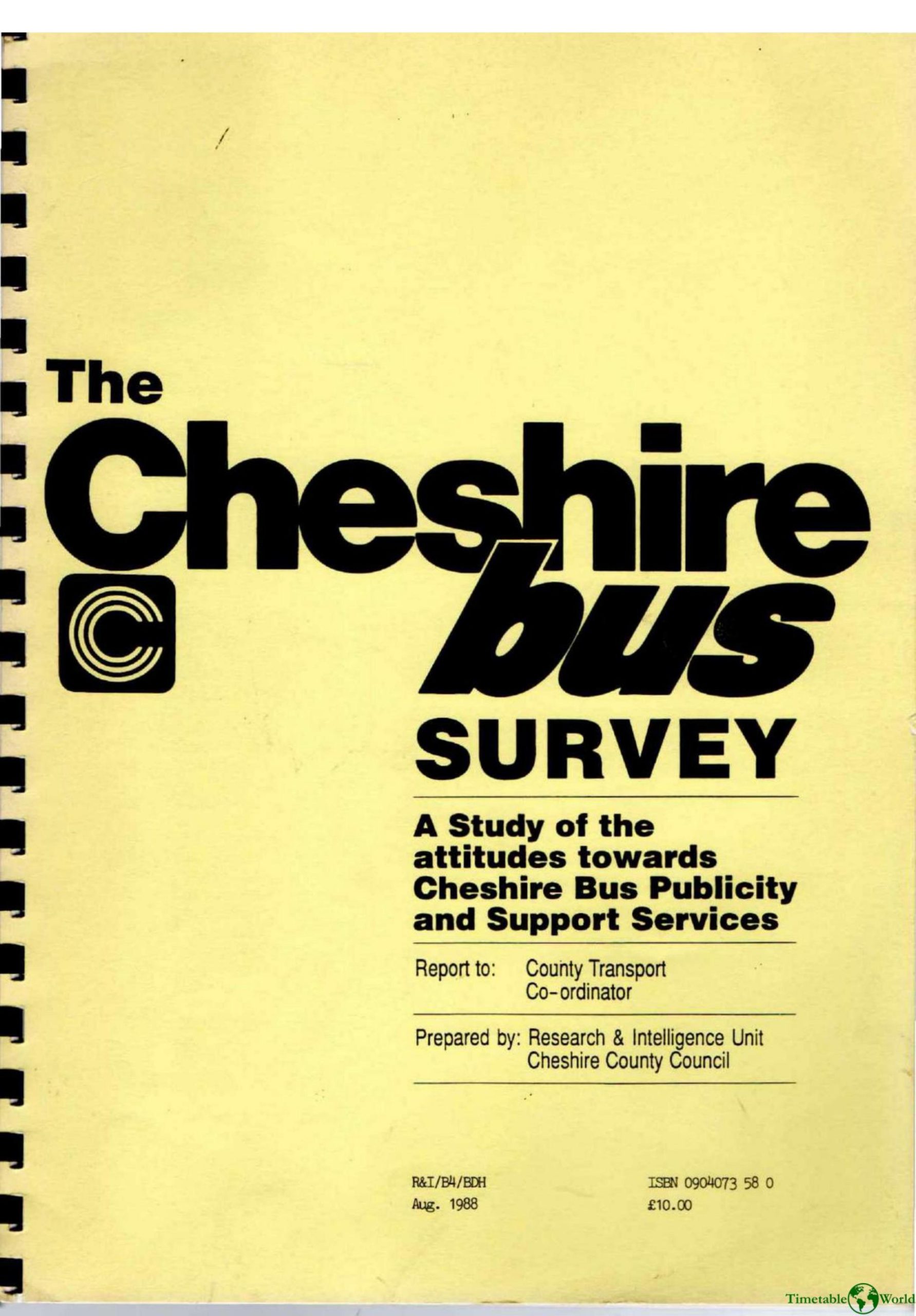 Cheshire County Council - THE CHESHIRE BUS SURVEY 1988