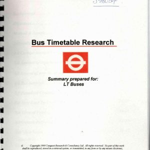 Conquest Research & Consultancy Ltd - BUS TIMETABLE RESEARCH 1999