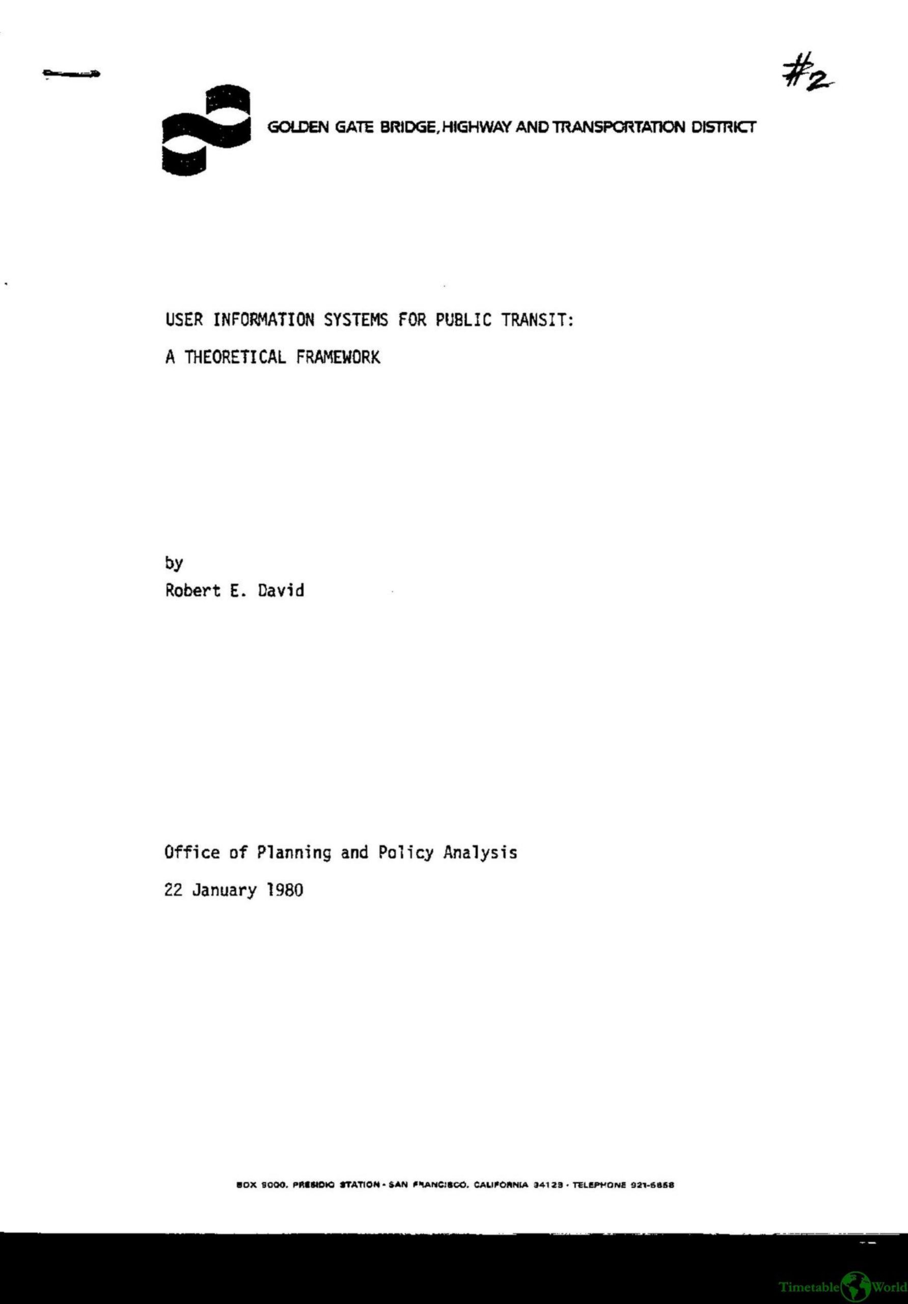 David - USER INFORMATION SYSTEMS FOR PUBLIC TRANSIT 1980
