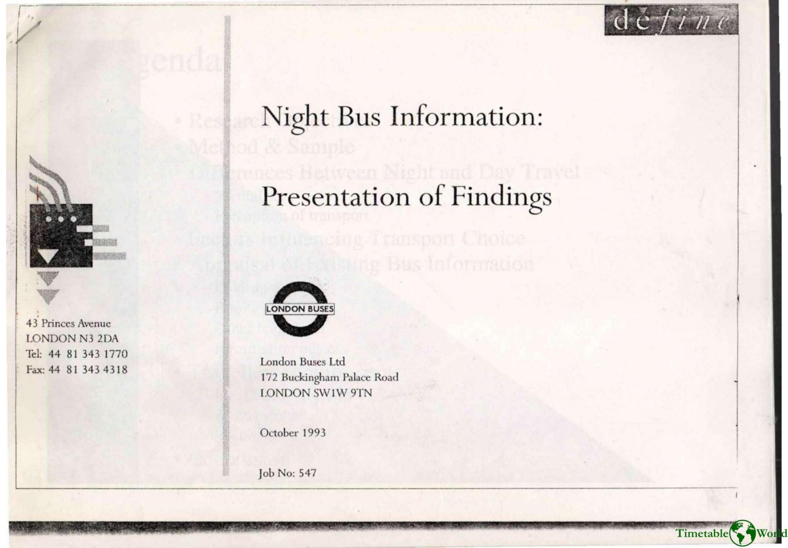 Define - NIGHT BUS INFORMATION 1993