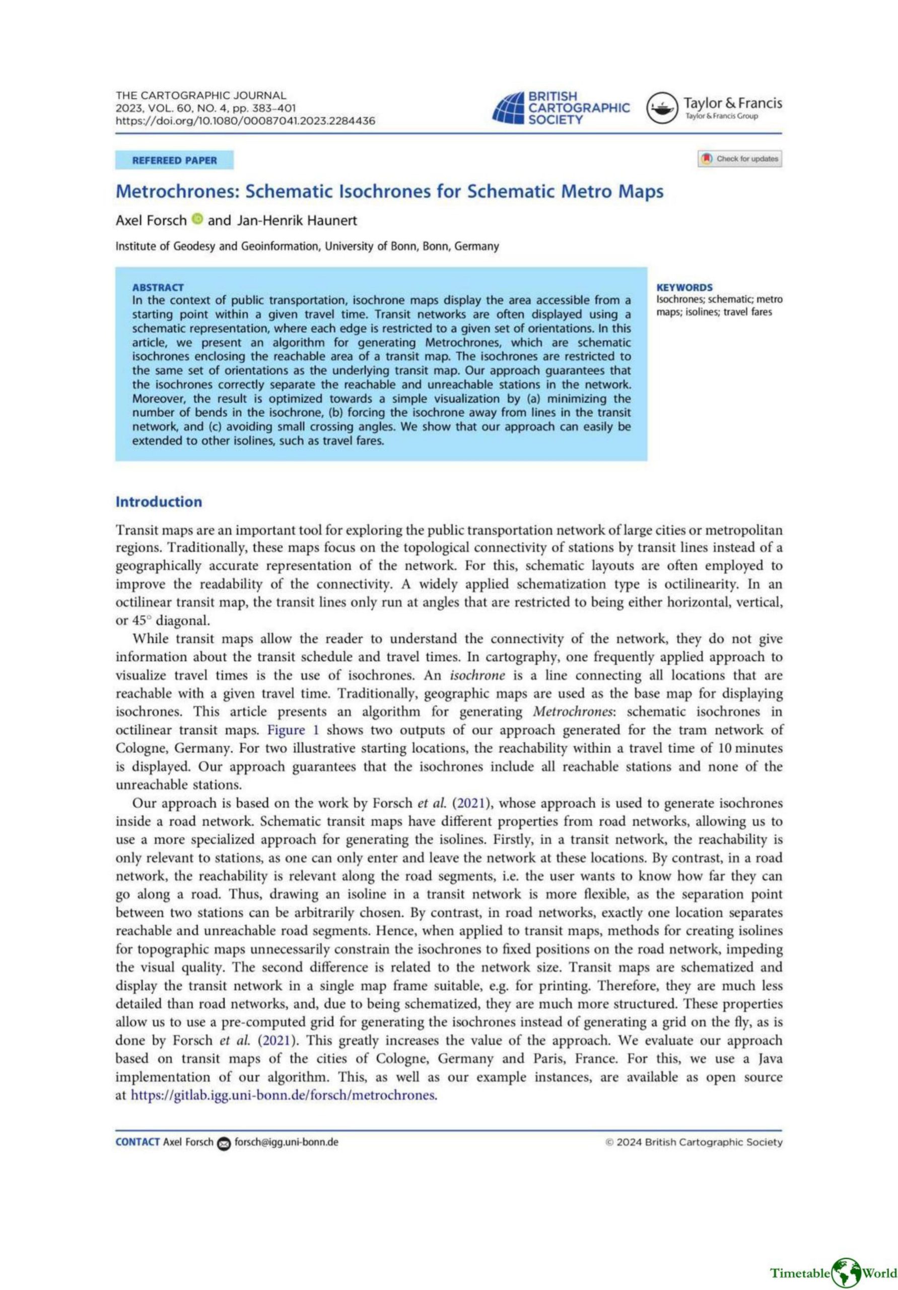 Dirsch and Haunert - METROCHRONES 2023