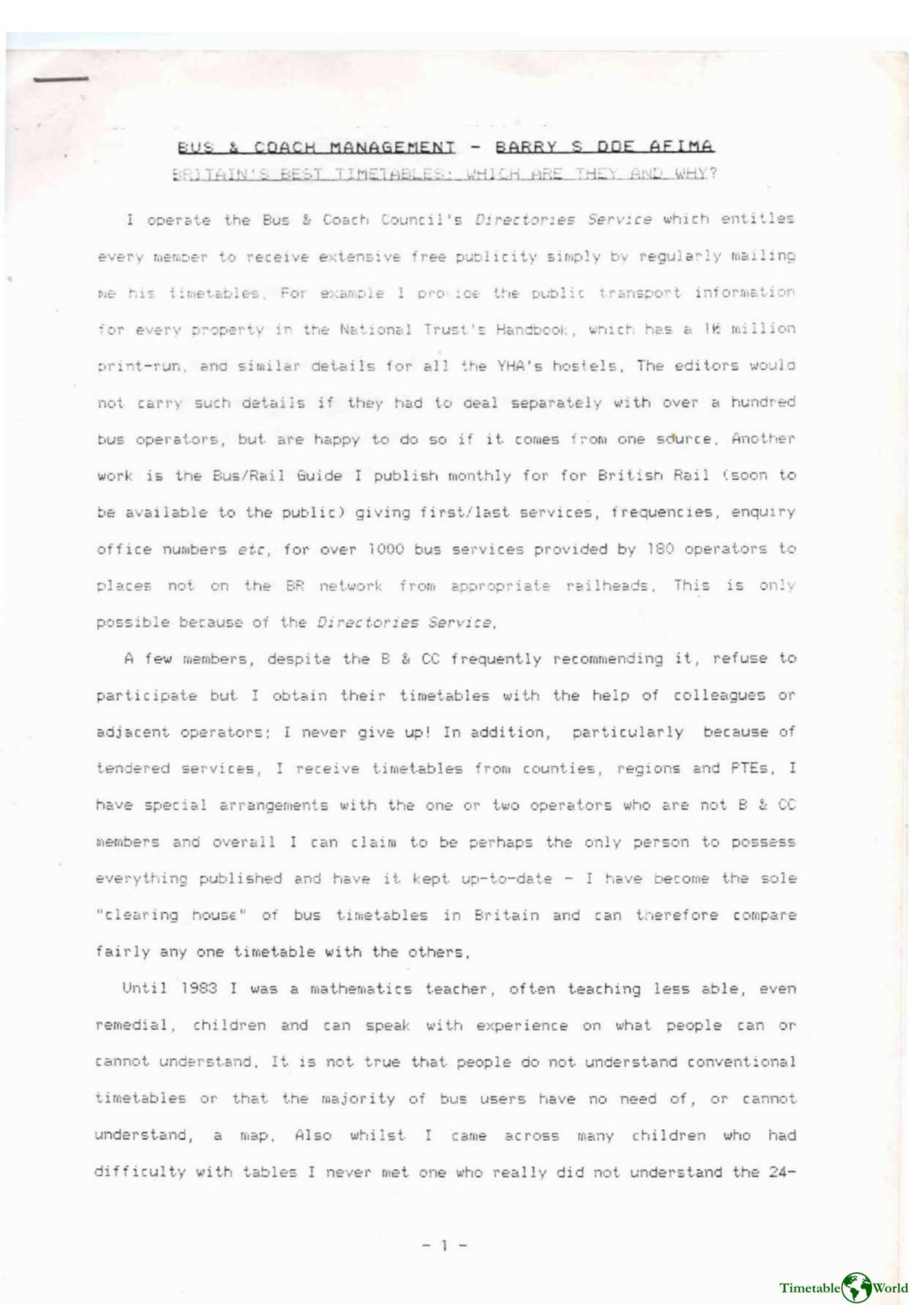 Doe - BRITAINS BEST TIMETABLES 1989