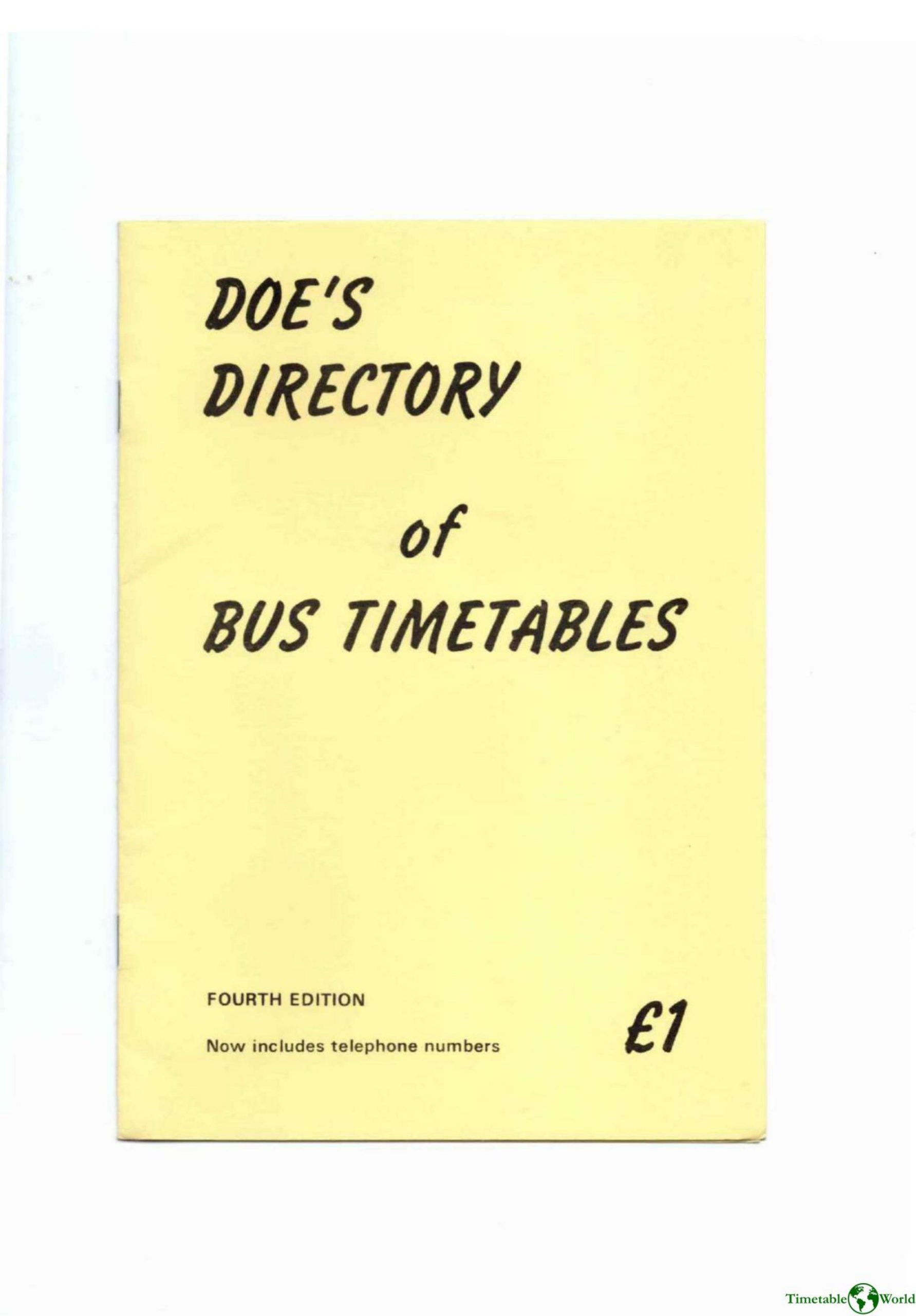 Doe - DOES DIRECTORY OF BUS TIMETABLES 1985