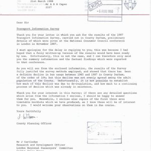 Durham County Council - TRANSPORT INFORMATION SURVEY 1988