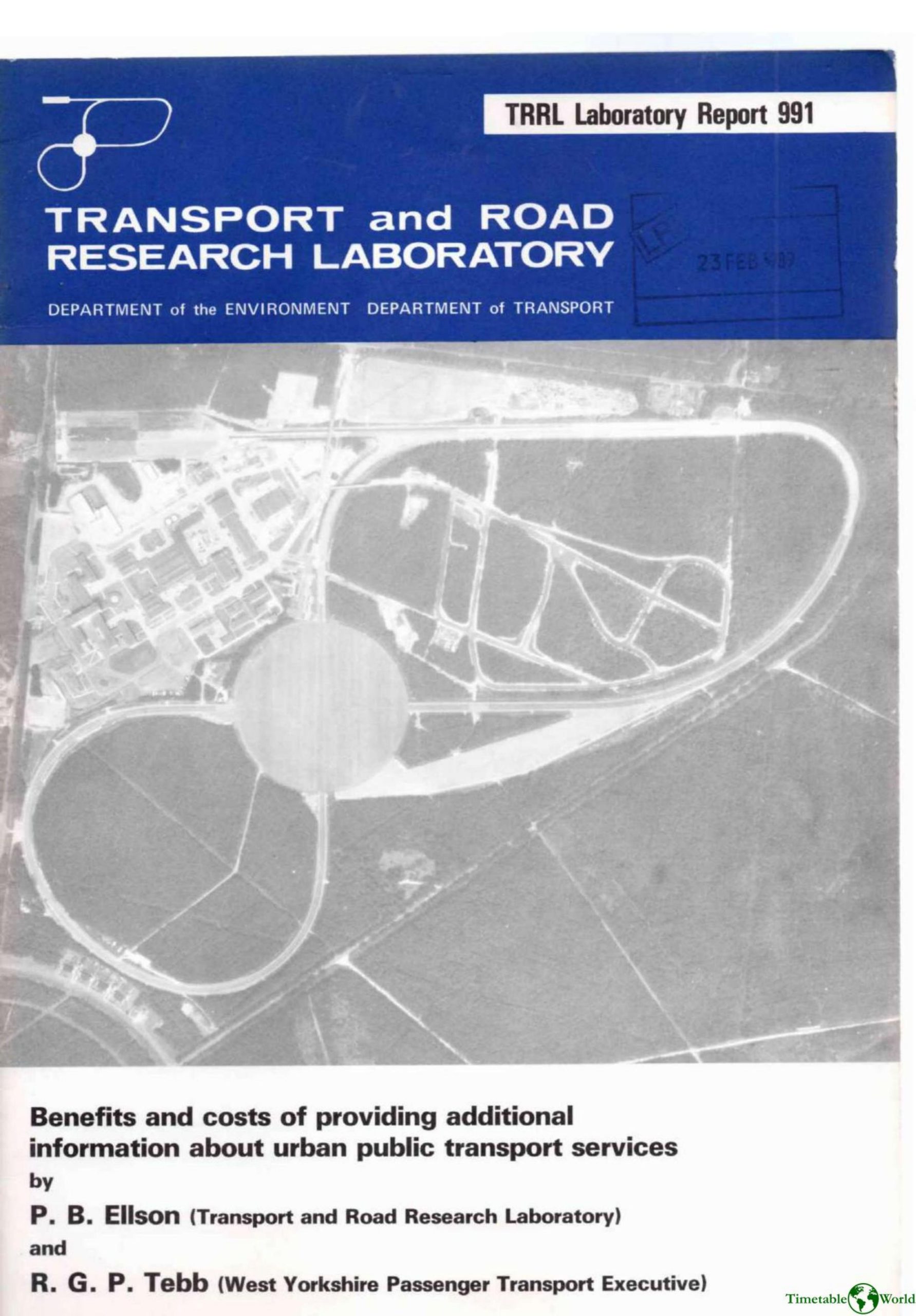 Ellson and Tebb - BENEFITS AND COSTS OF PROVIDING ADDITIONAL INFORMATION ABOUT URBAN PUBLIC TRANSPORT SERVICES 1981
