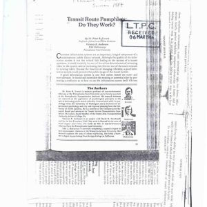 Everett, Anderson and Makranczy - TRANSIT ROUTE PAMPHLETS - DO THEY WORK 1977