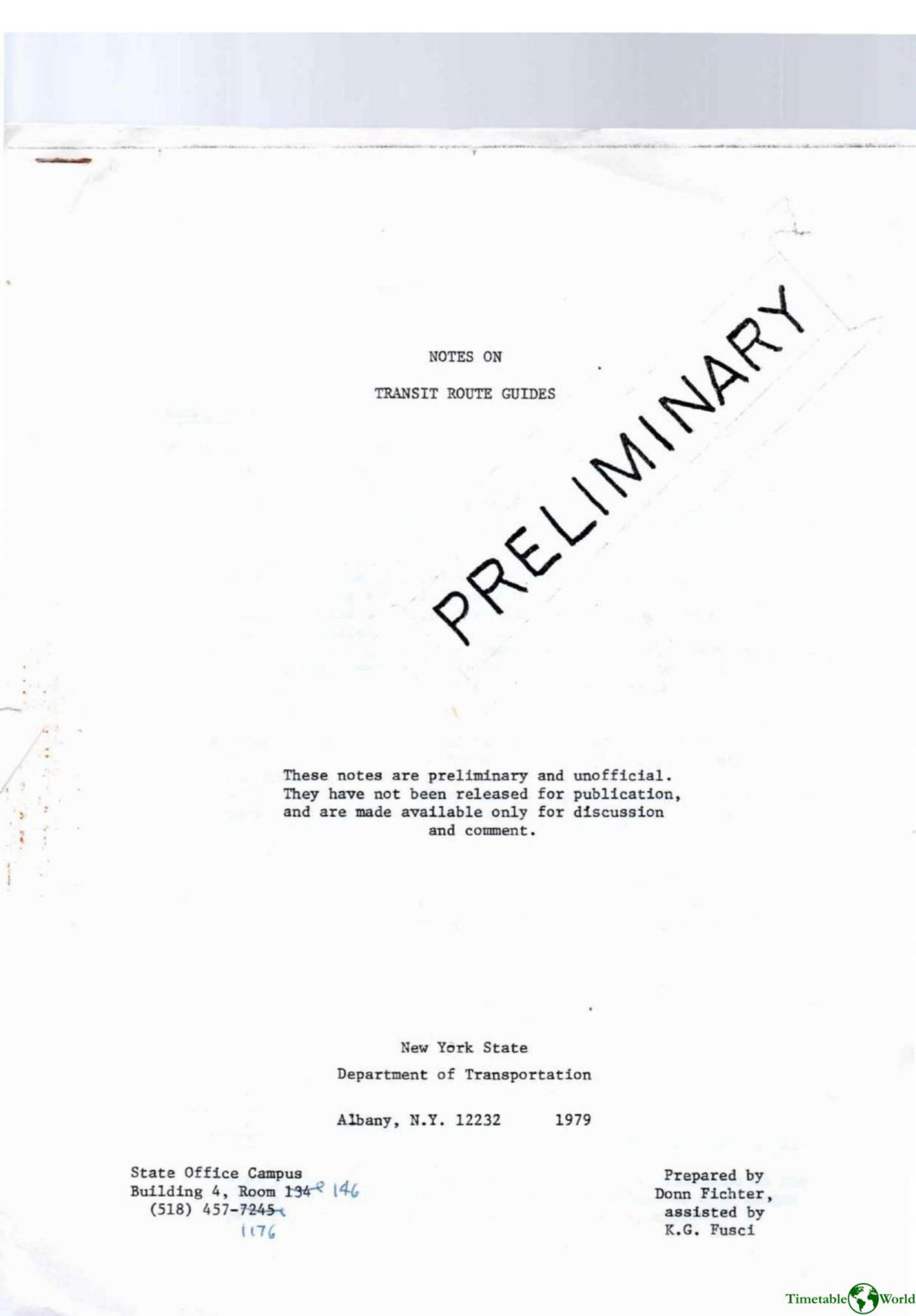 Fichter and Fusci - NOTES ON TRANSIT ROUTE GUIDES 1979