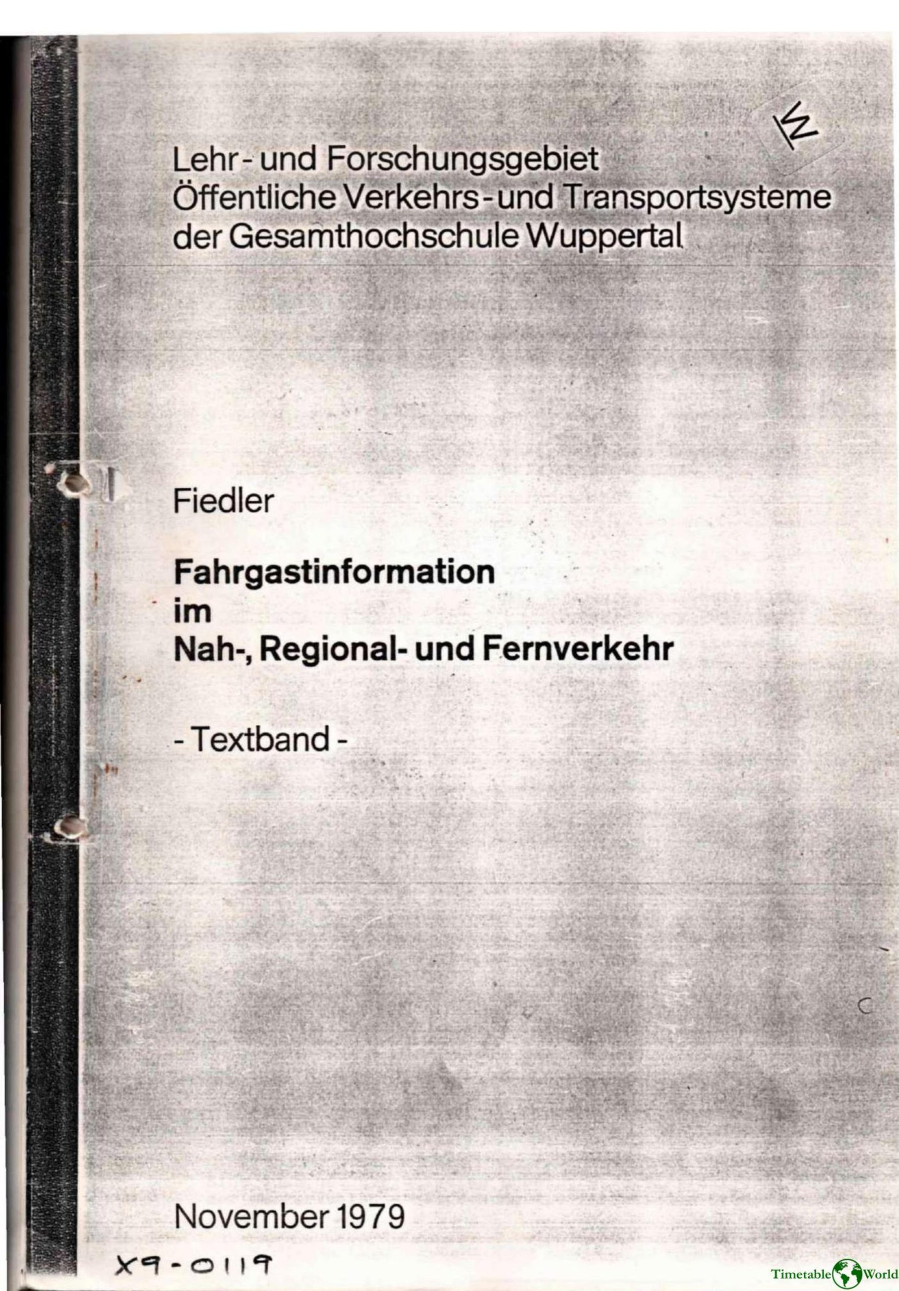 Fiedler - FAHRGASTINFORMATION IM NAH, REGIONAL- UND FERNVERKEHR 1979