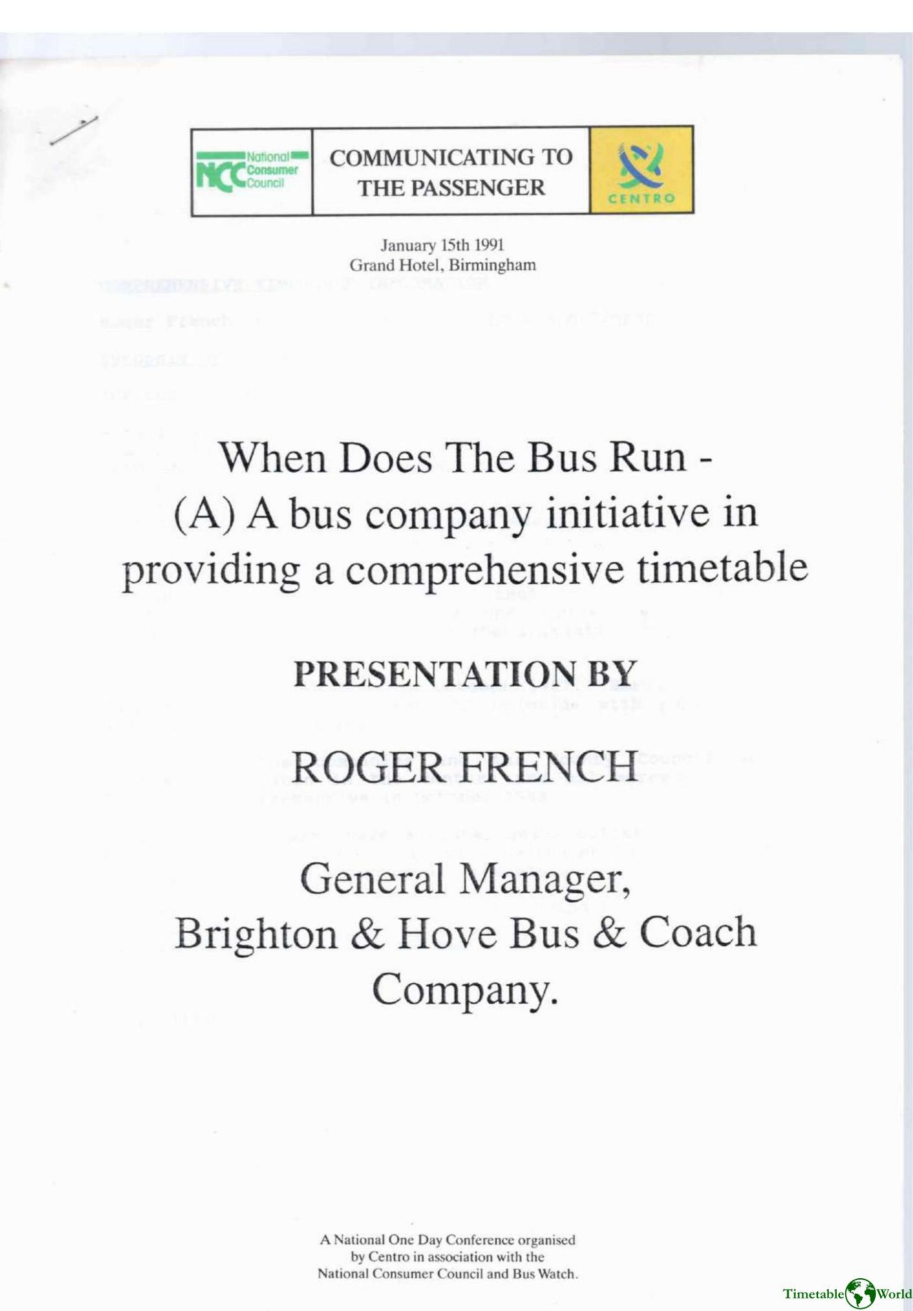 French - WHEN DOES THE BUS RUN 1991