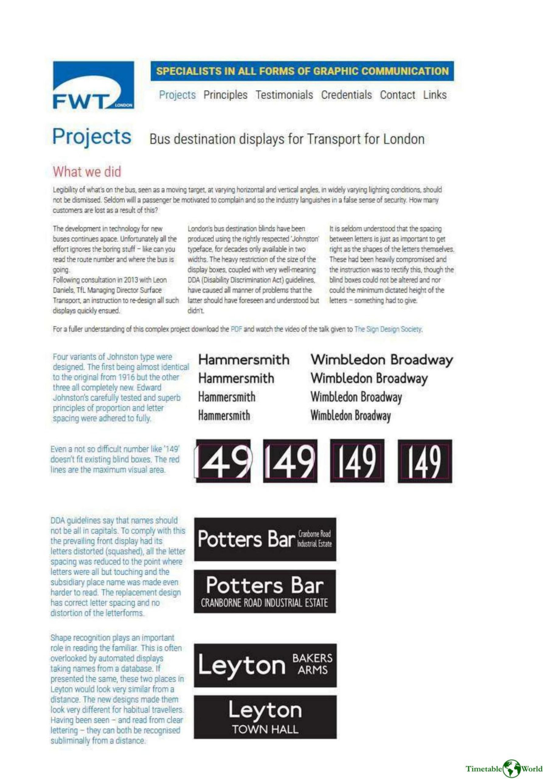 FWT - BUS DESTINATION DISPLAYS FOR TRANSPORT FOR LONDON 2014