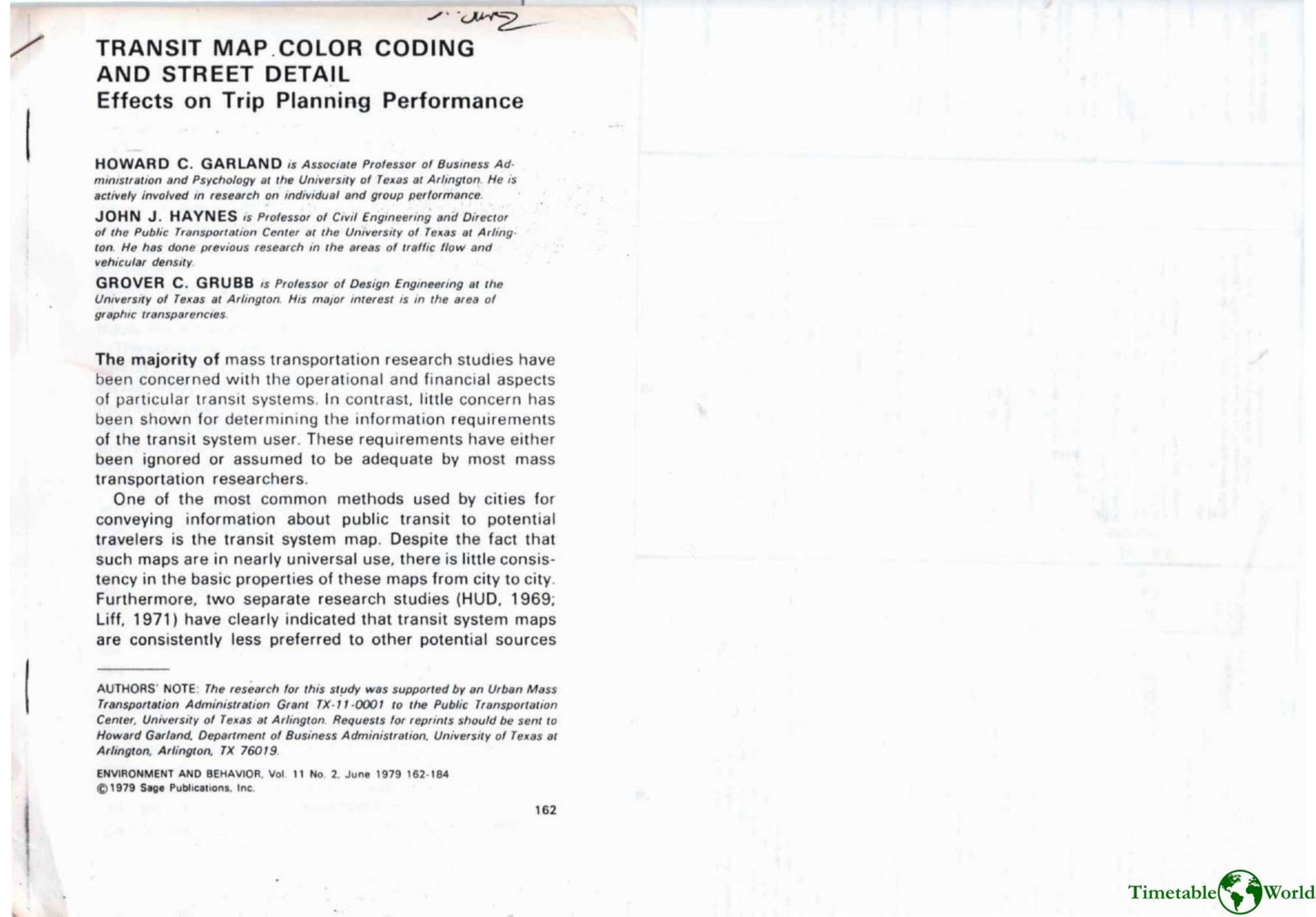 Garland, Haynes and Grubb - TRANSIT MAP COLOR CODING AND STREET DETAIL 1979
