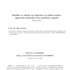 Grison - PLANIFIER ET CHOISIR UN ITINERAIRE EN MILEU URBAIN 2015