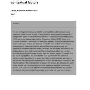Grison, Burkhardt and Gyselinck - HOW DO USERS CHOOSE THEIR ROUTES IN PUBLIC TRANSPORT 2017