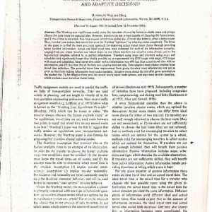 Hall - TRAVELER ROUTE CHOICE 1983