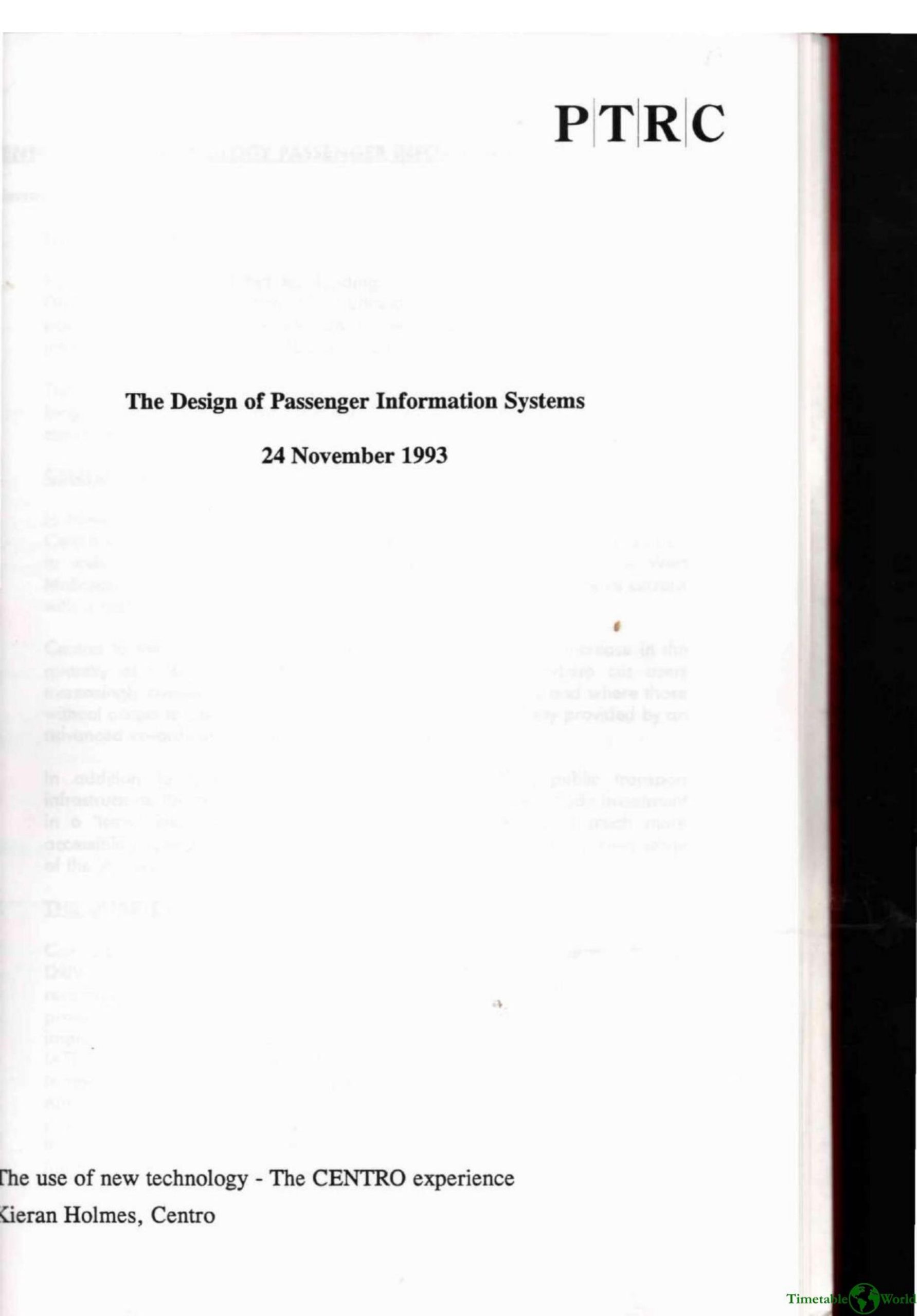 Holmes - CENTROS NEW TECHNOLOGY PASSENGER INFORMATION SYSTEMS 1993